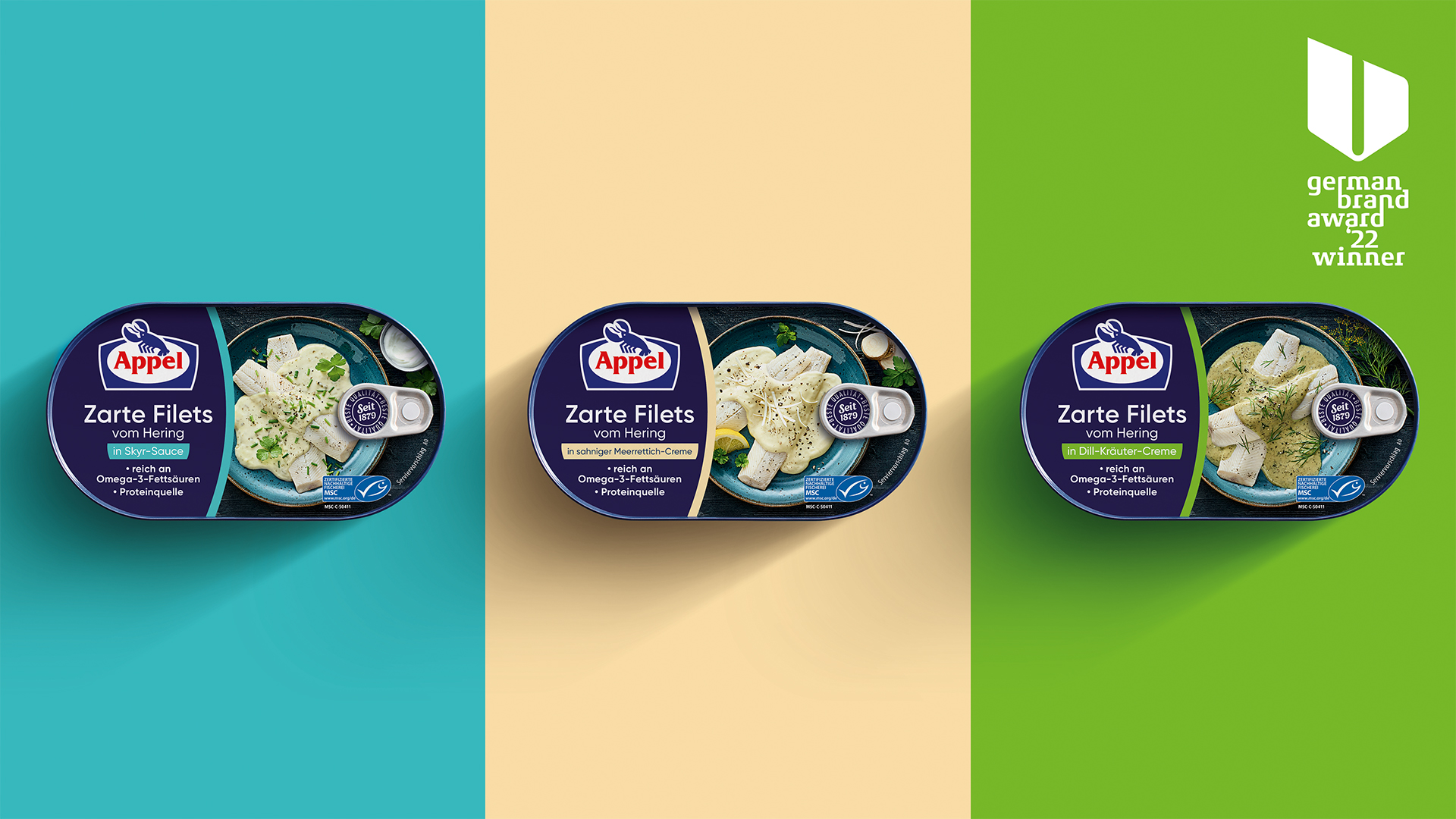 Verpackungsdesign für Appel Zarte Filets vom Hering German Brand Award Winner 2022