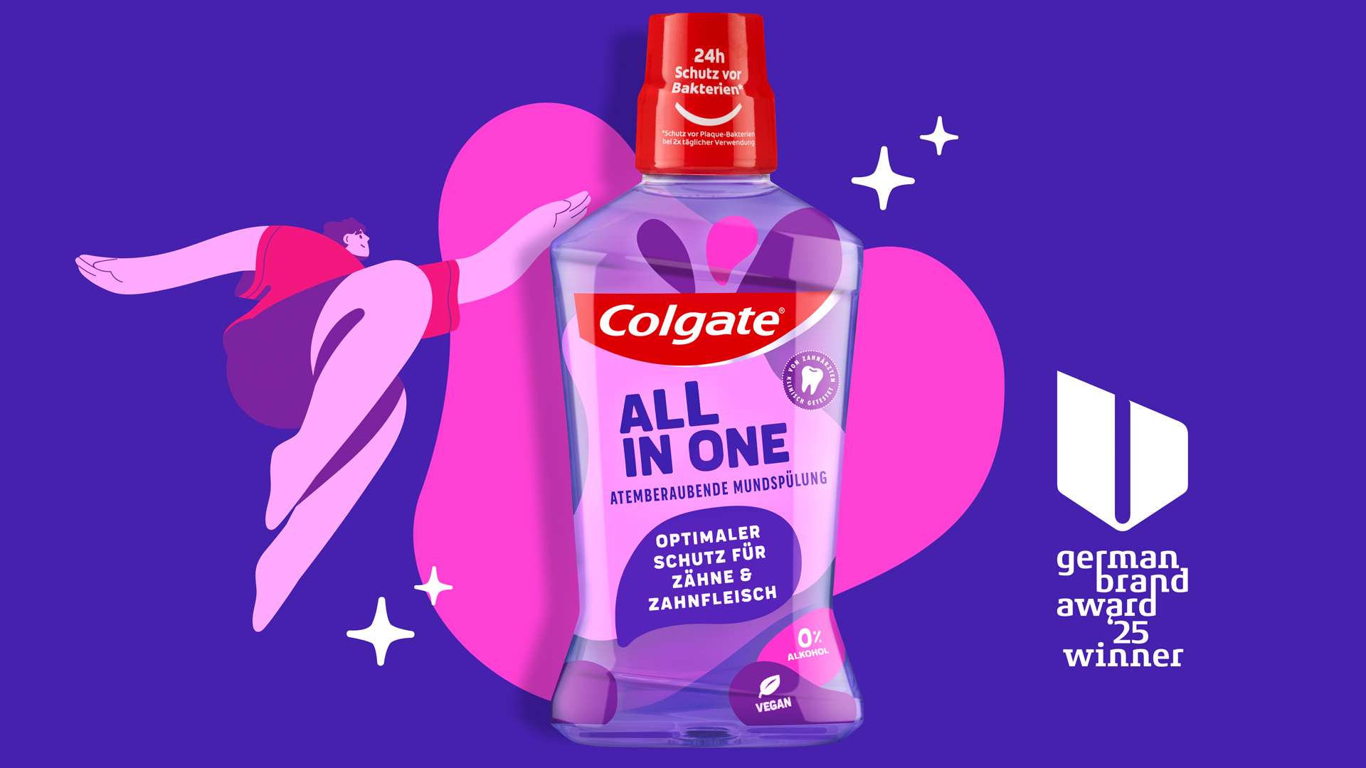Verpackungsdesign für Colgate All in One Mundspülung Gewinner des German Brand Award 2025