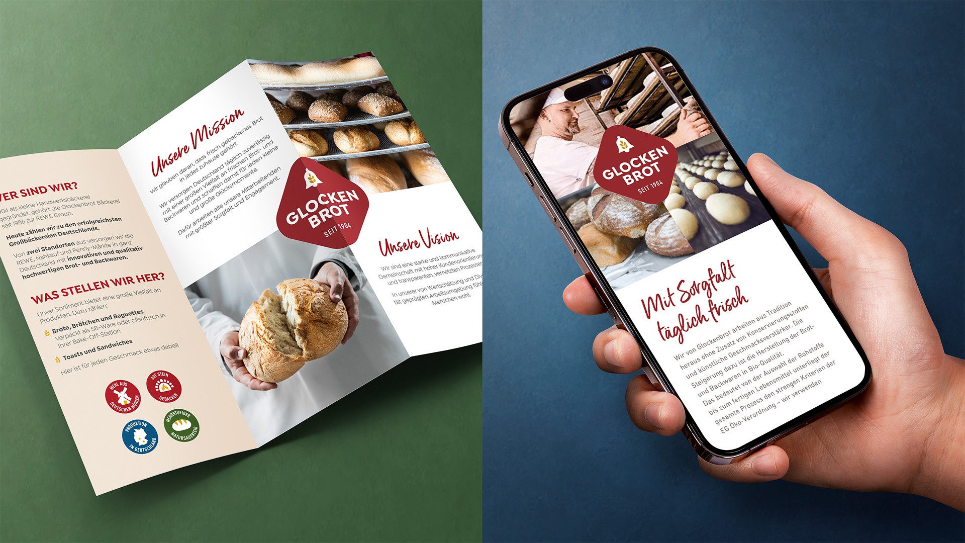 Digitales Branding und Broschueren für Glockenbrot von Verpackungsdesign-Agentur HAJOK.