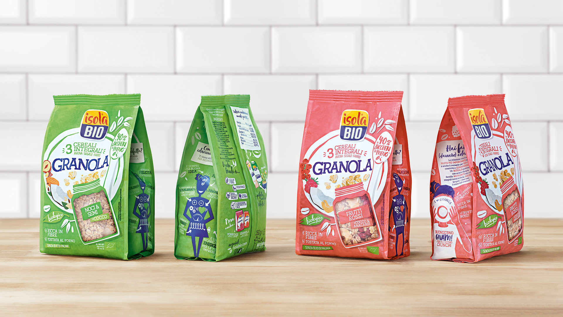 isola Bio Granola Verpackungen in Küchen Umfeld