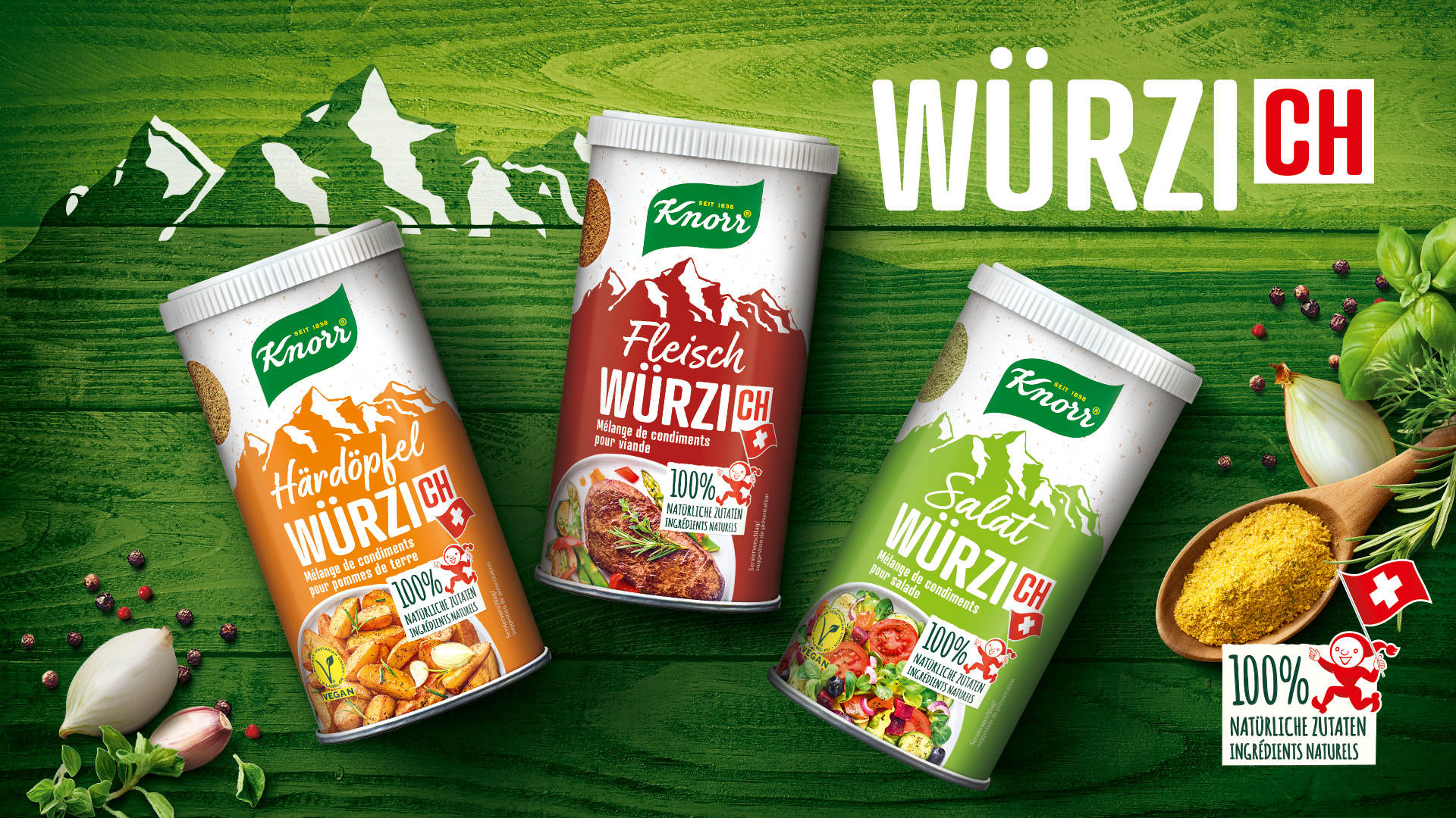 Unilever Knorr WÜRZIch Packshots Übersicht