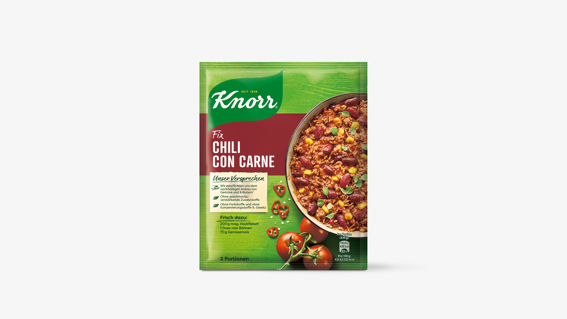 Unilever Knorr Verpackungsdesign Packshot Chili con Carne