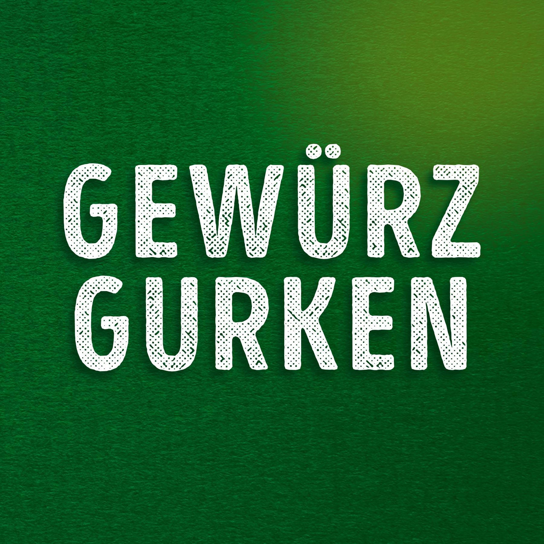 Typography Gewürzgurken für Kühne auf weiß auf grünem Untergrund