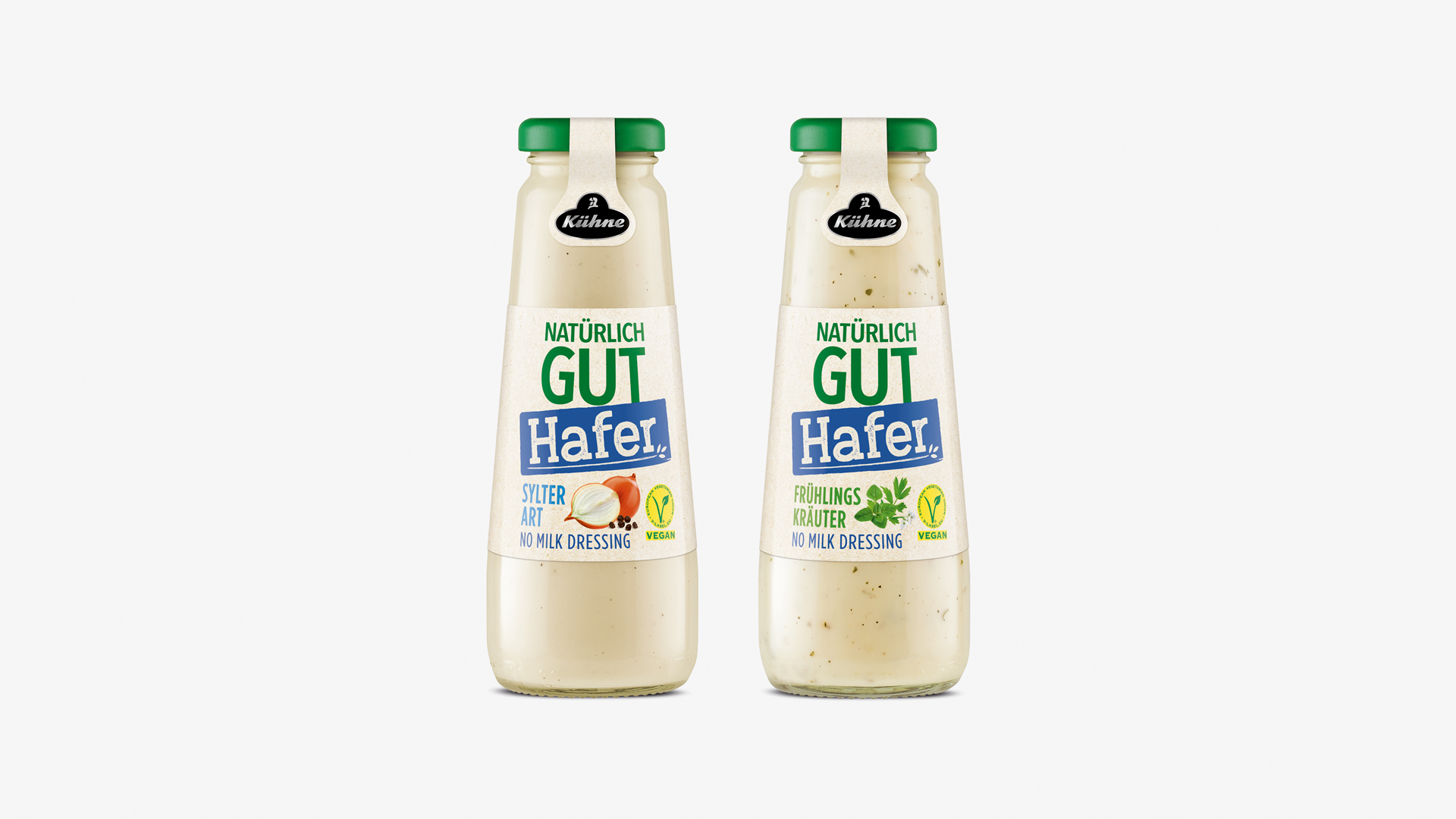Neues Verpackungsdesign für Kühne Natürlich Gut Hafer Dressing Packshots