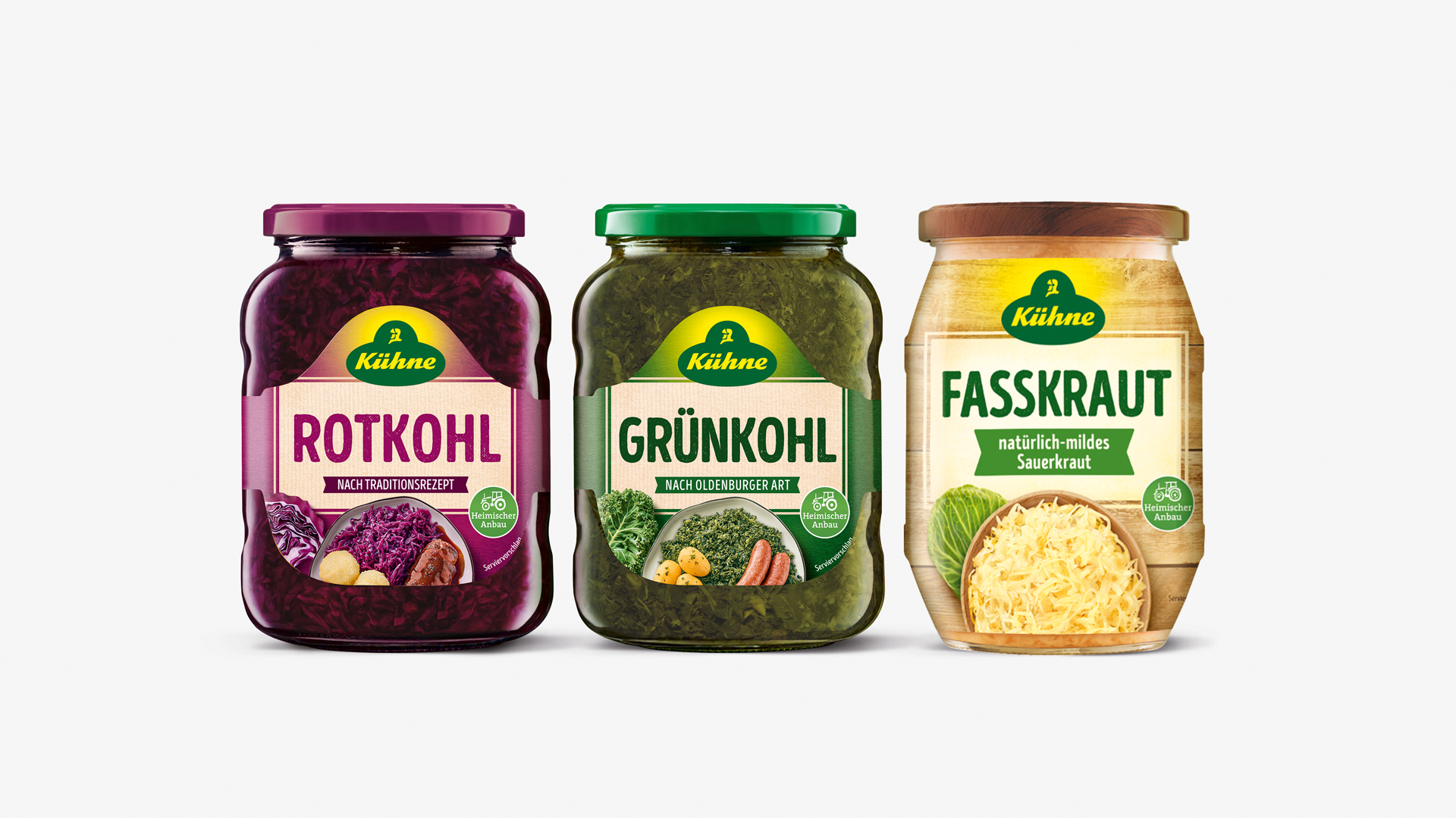 Neues Verpackungsdesign Kühne Rotkohl, Grünkohl und Fasskraut von Agentur HAJOK