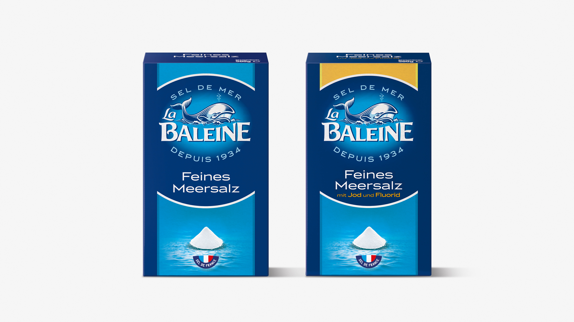 Altes Verpackungsdesign La Baleine Meersalz