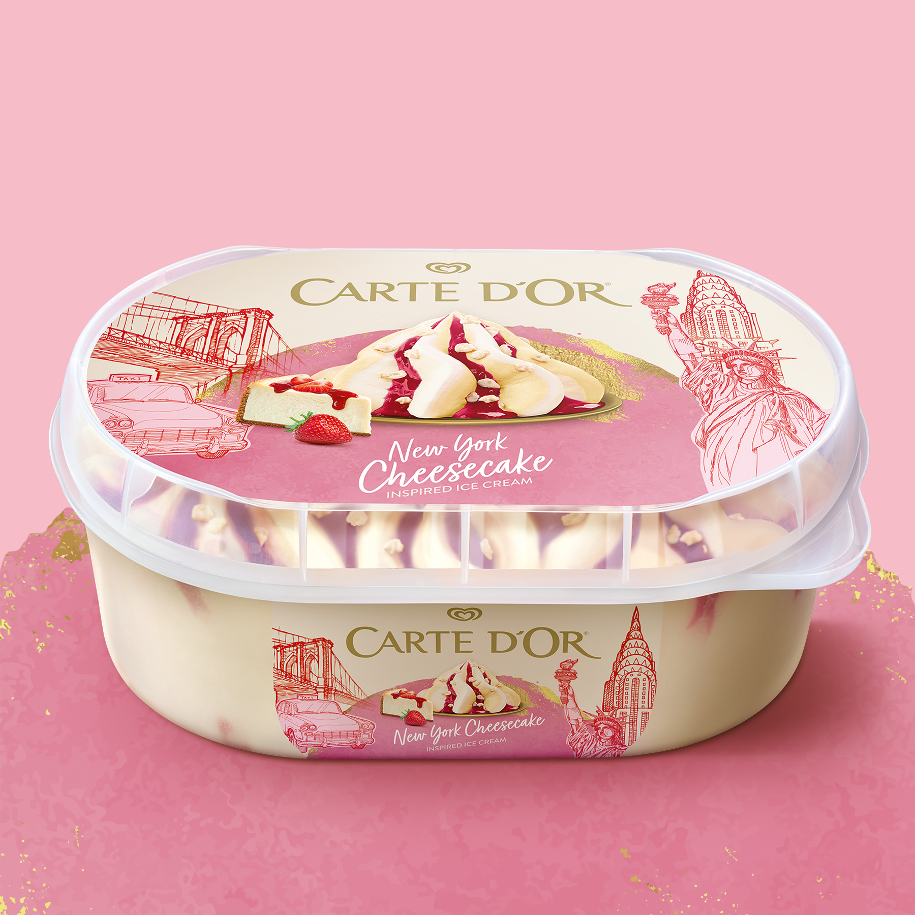 Verpackungsesign Packshot Langnese Carte D'Or Ice Cream New York Cheesecake
