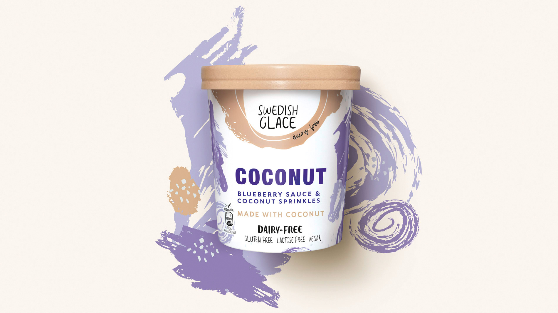 Langnese Swedish Glace Coconut Eiscreme Verpackungsdesign Packshot