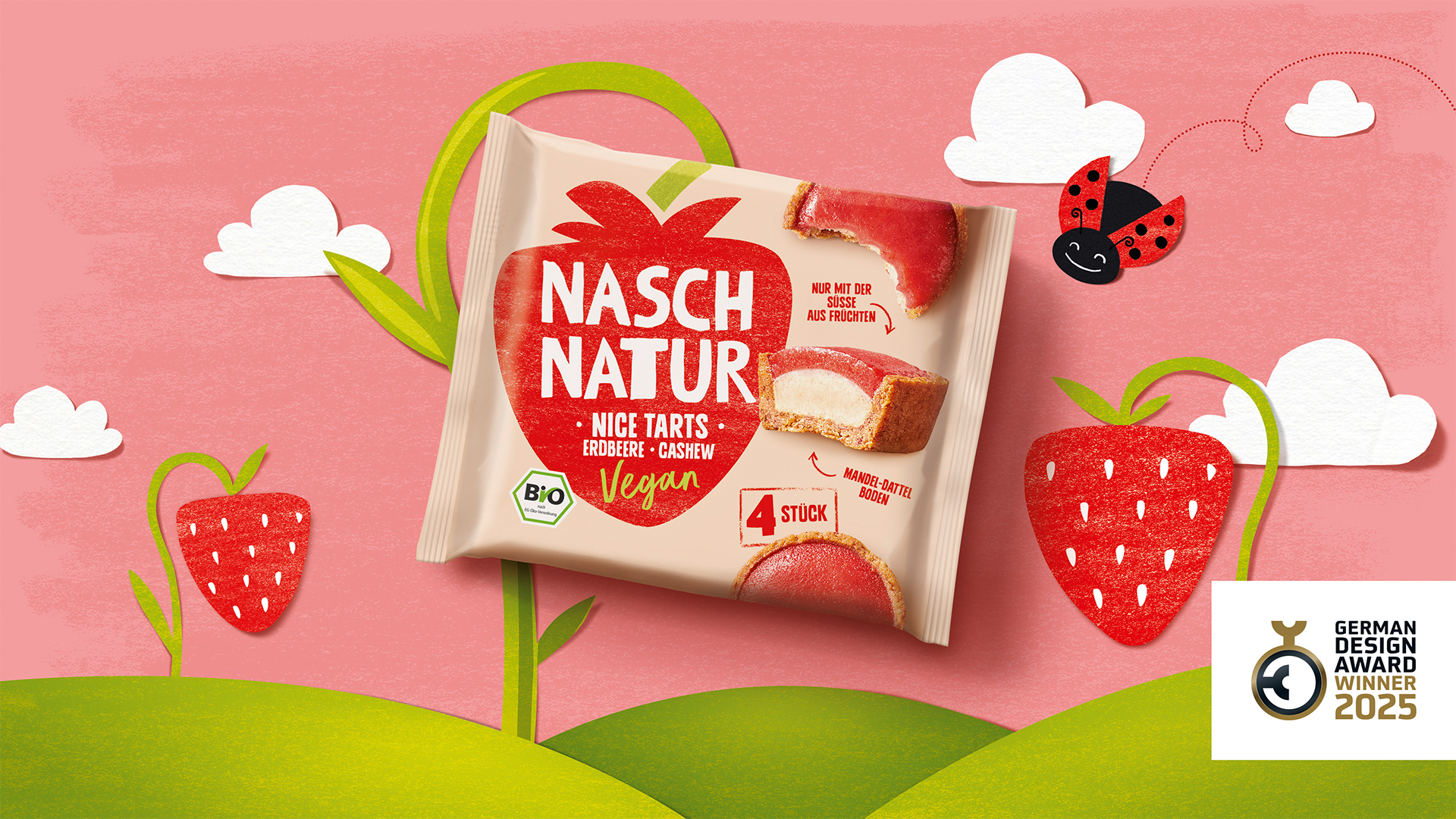 Nasch Natur Erdbeer Verpackungsdesign Packshot German Design Award Winner