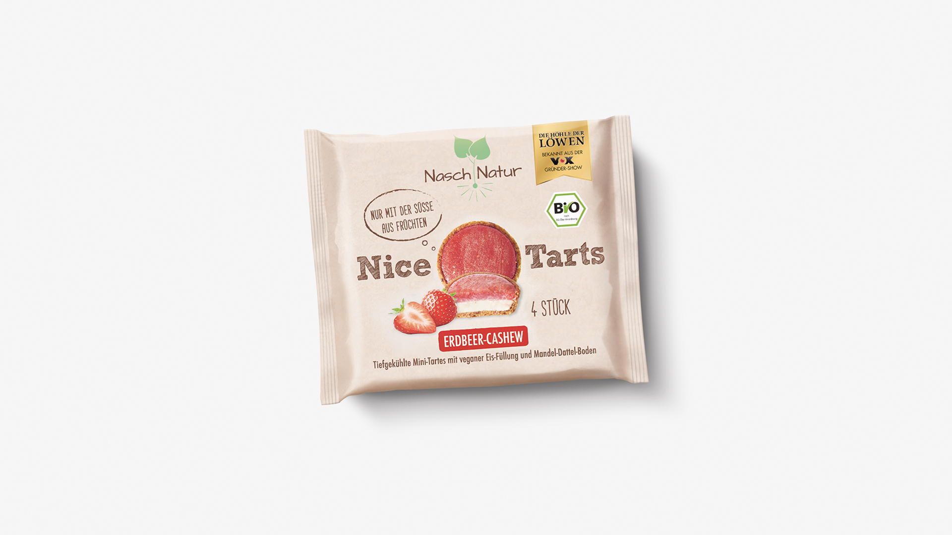 Altes Verpackungsdesign Nasch Natur Erdbeeren Cashew