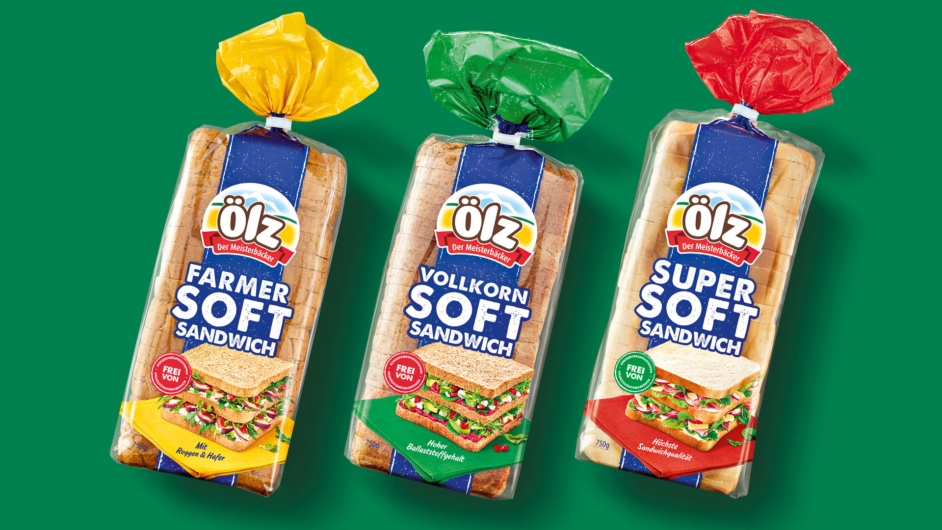 Ölz Sandwich Verpackungsdesign Packshot Übersicht