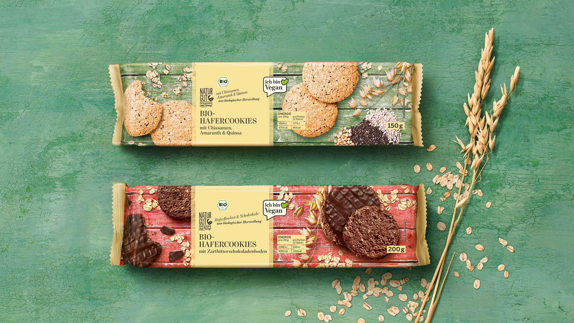Verpackungsdesign für Penny Naturgut Bio Hafercookies