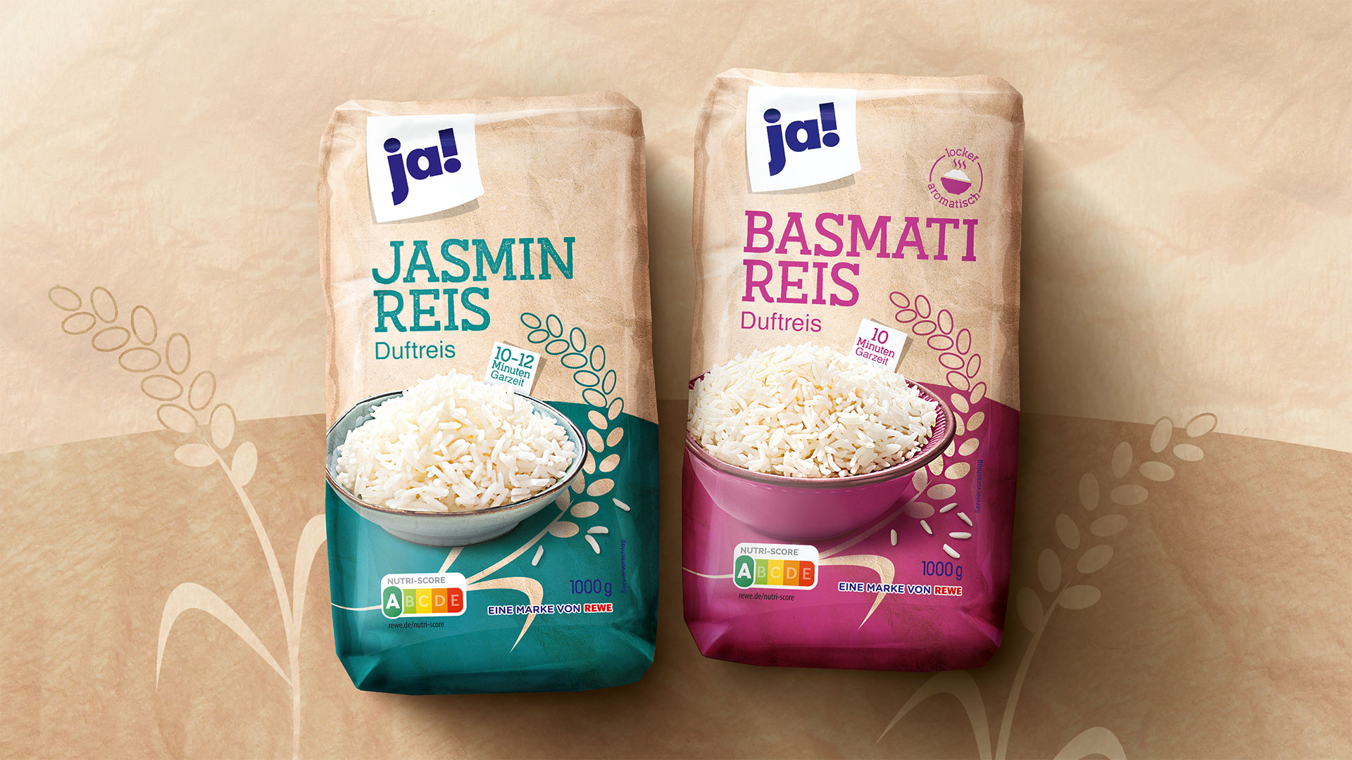 Verpackungsdesign für Rewe ja! Reis