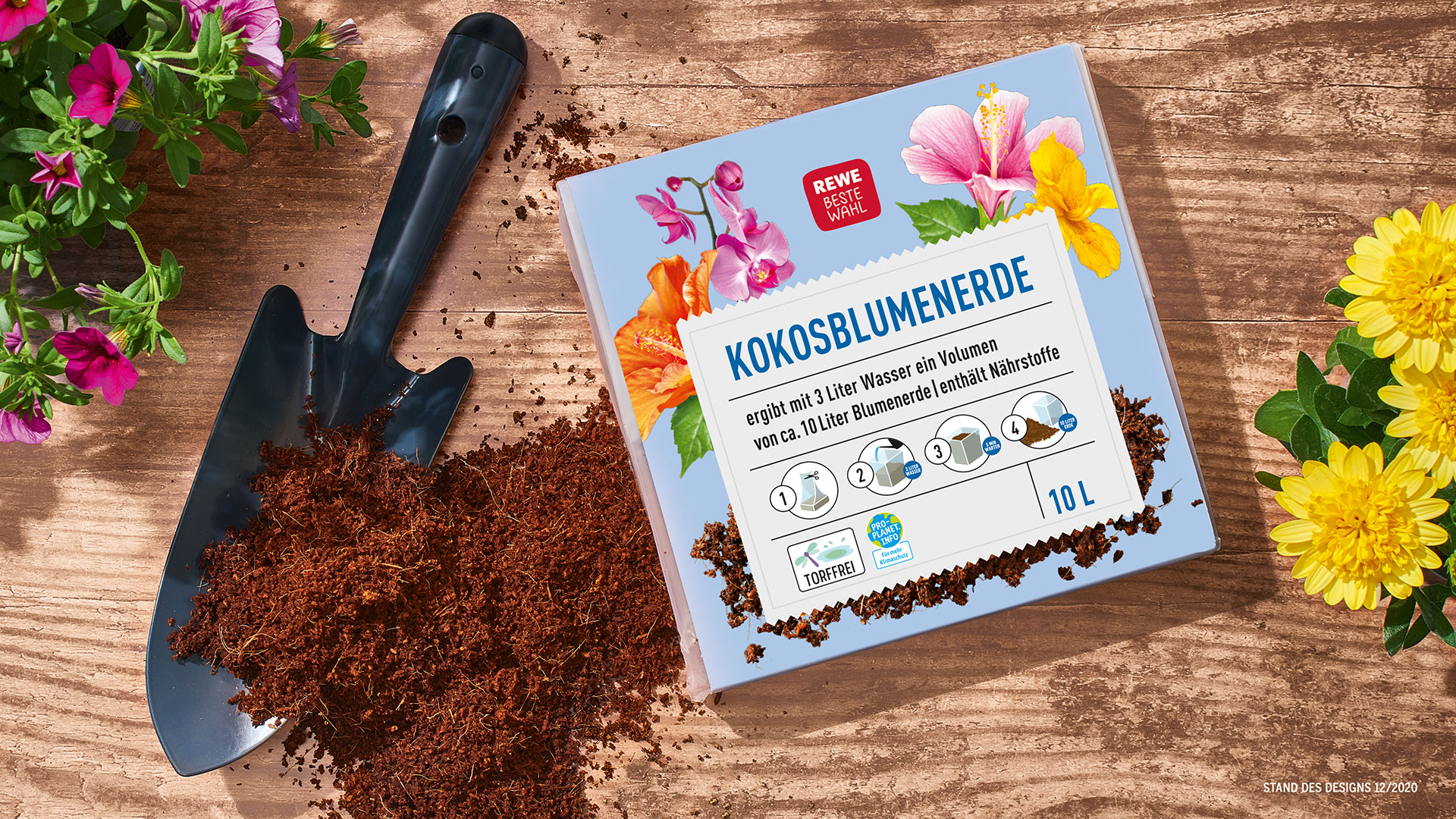 Verpackungsdesign für Rewe Beste Wahl Kokosblumenerde