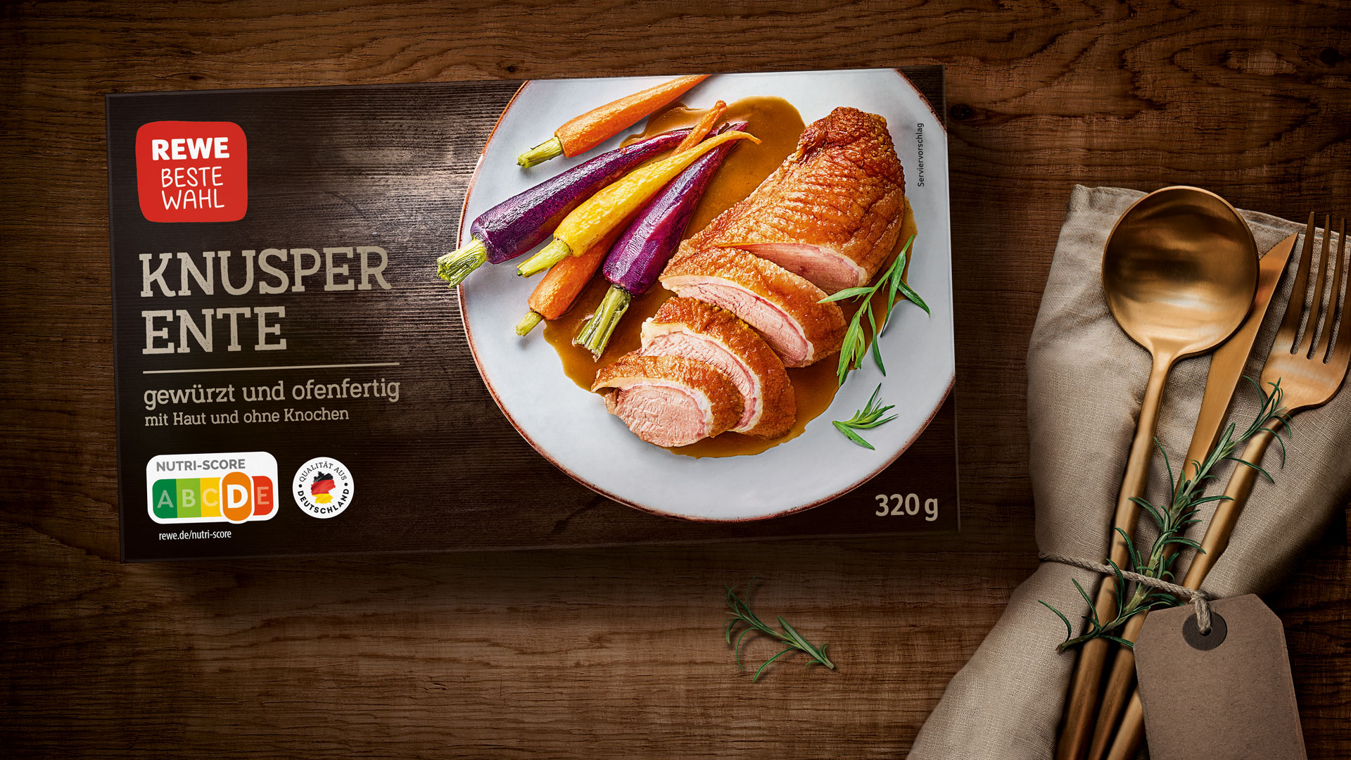 Verpackungsdesign für Rewe Beste Wahl Knusper Ente