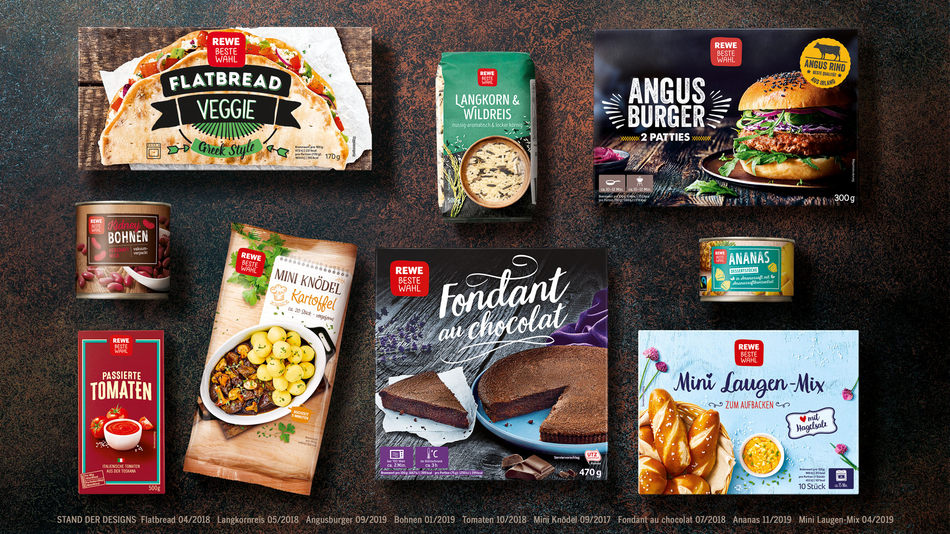Verpackungsdesign für Rewe Beste Wahl Packshot Übersicht