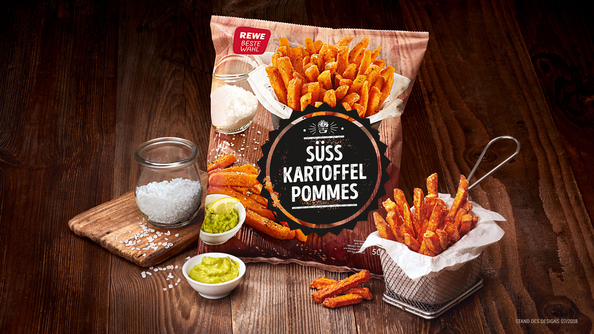 Verpackungsdesign für Rewe Beste Wahl Süsskartoffelpommes