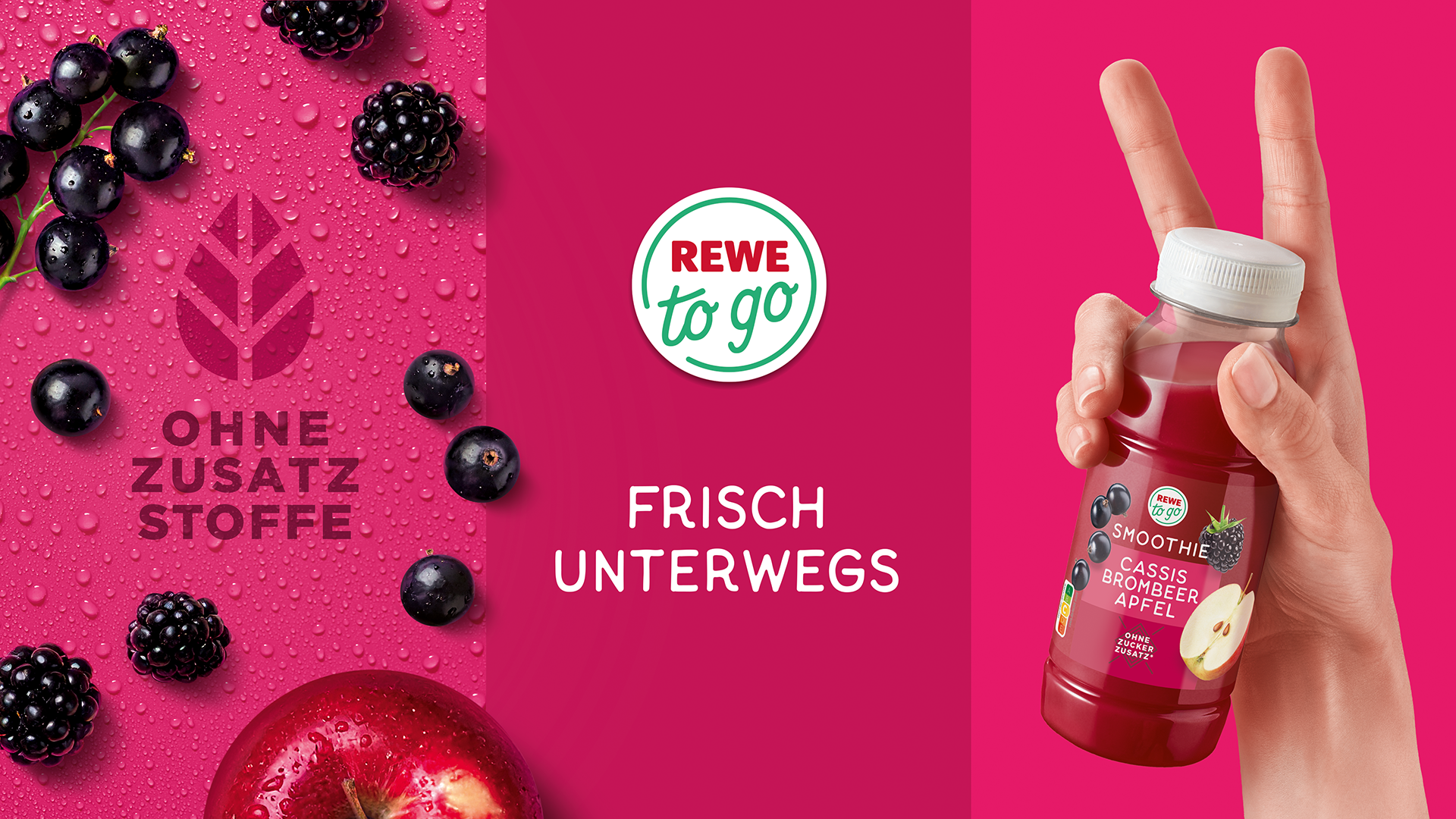 Neues Verpackungsdesign für die REWE to go Smoothies von HAJOK Design.