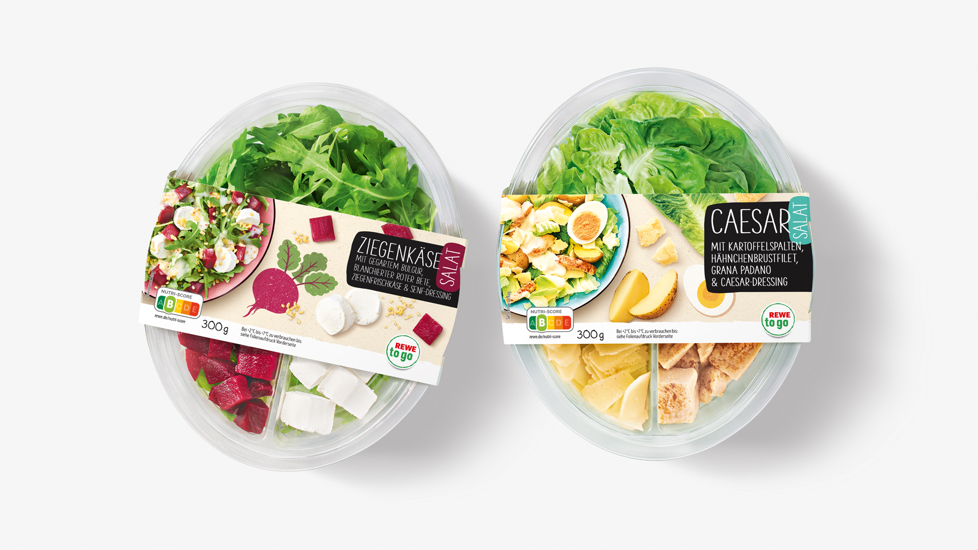 Das alte Packaging Design der REWE to go Produkte vor dem Relaunch von Hamburger Agentur HAJOK Design.