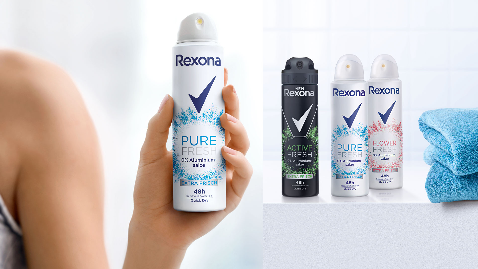 Verpackungsdesign für Rexona Deo Range Übersicht