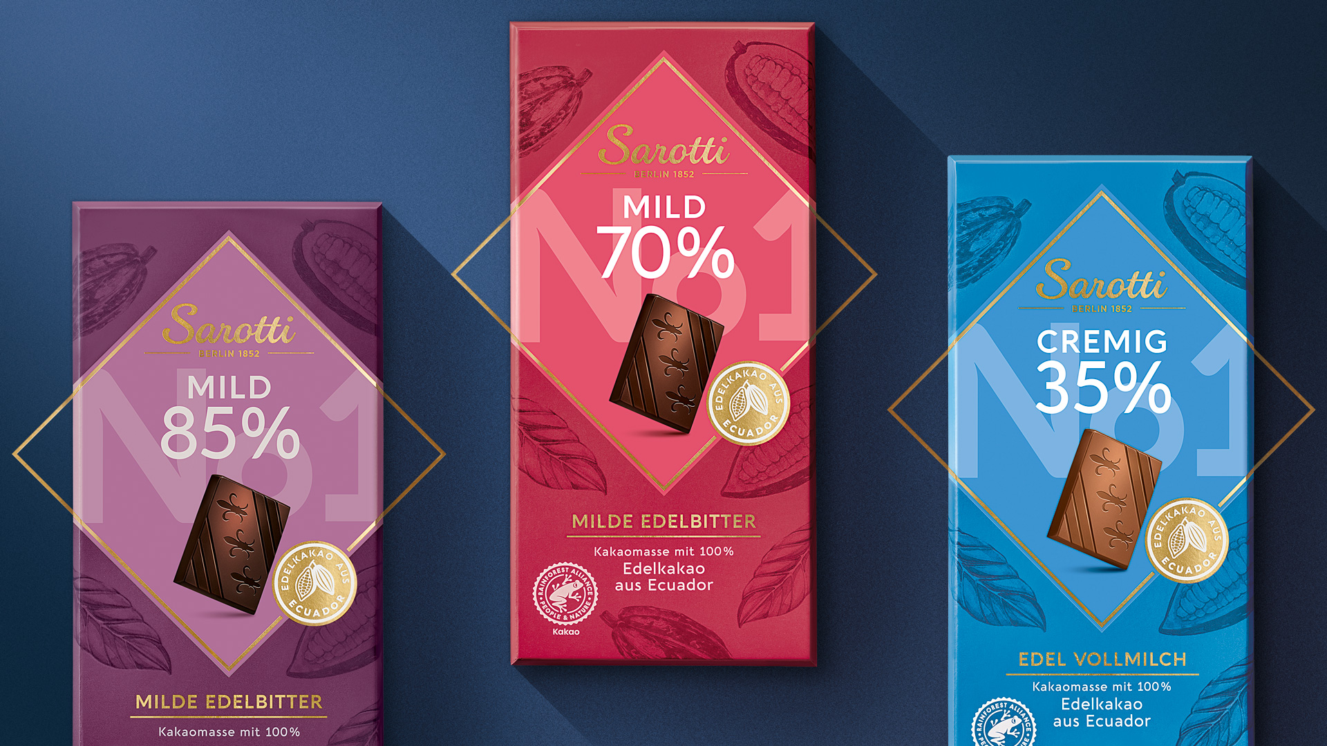 Verpackungsdesign für Sarotti No 1 Range Übersicht