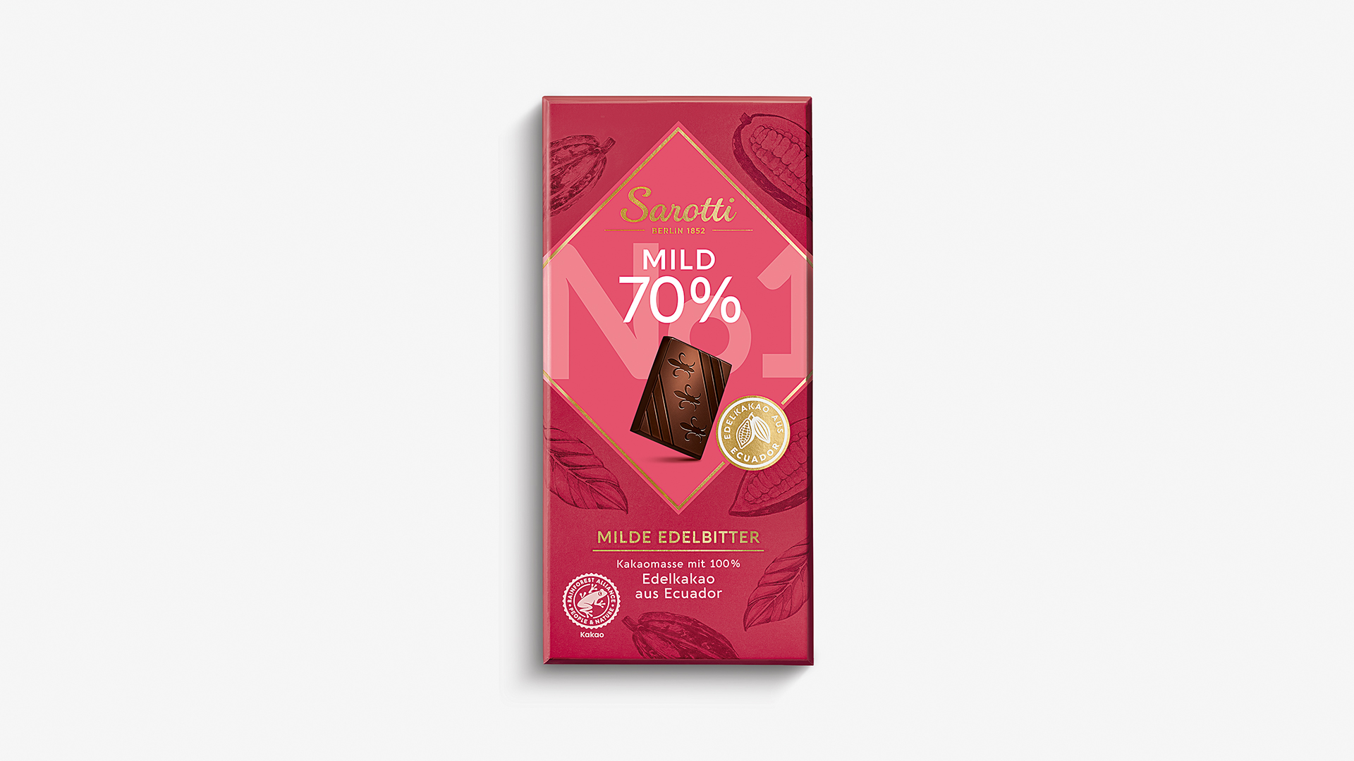 Neues Verpackungsdesign für Sarotti No 1 Mild 70 Prozent