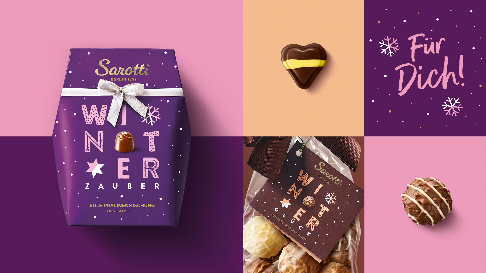 Verpackungsdesign für Sarotti Winter Zauber und Winter Glück