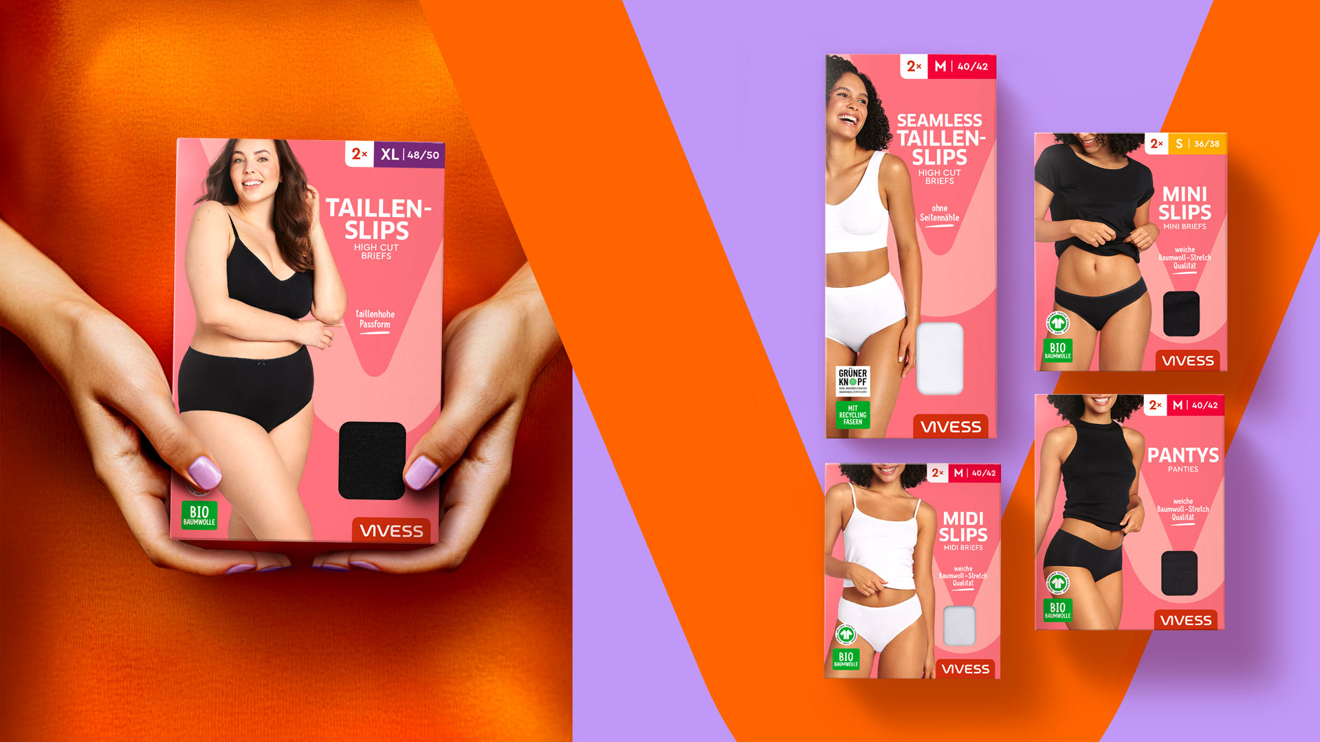 Vivess-Strumpfhosen-Produkte von Packaging Design Agentur HAJOK.