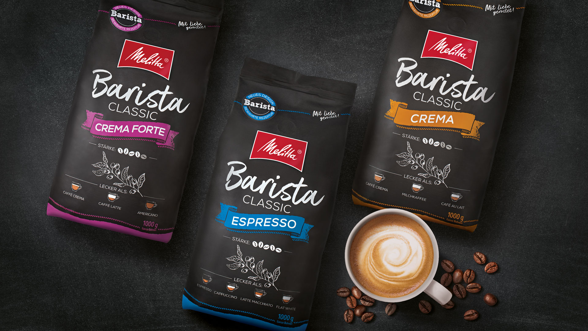 Melitta Barista Classic Kaffee: Espresso, Crema und Crema Forte – ganze Bohnen, Premium-Röstung für perfekten Kaffeegenuss.